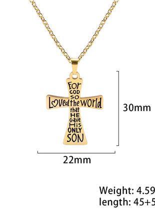Cazador Collana con ciondolo croce religiosa alla moda di Gesù Collane a catena in acciaio inossidabile color oro per regalo di gioielli cavi unisex PlatiNum