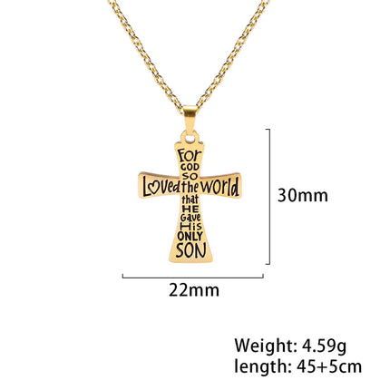 Cazador Collana con ciondolo croce religiosa alla moda di Gesù Collane a catena in acciaio inossidabile color oro per regalo di gioielli cavi unisex PlatiNum