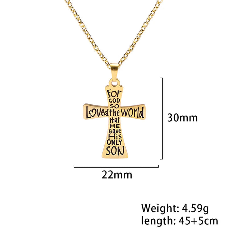 Cazador Collana con ciondolo croce religiosa alla moda di Gesù Collane a catena in acciaio inossidabile color oro per regalo di gioielli cavi unisex PlatiNum