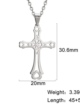 Cazador Collana con ciondolo croce religiosa alla moda di Gesù Collane a catena in acciaio inossidabile color oro per regalo di gioielli cavi unisex PlatiNum