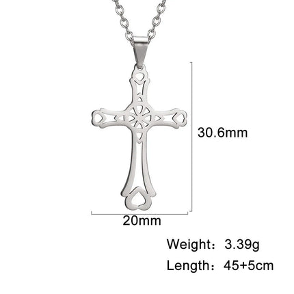 Cazador Collana con ciondolo croce religiosa alla moda di Gesù Collane a catena in acciaio inossidabile color oro per regalo di gioielli cavi unisex PlatiNum