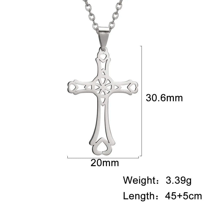Cazador Collana con ciondolo croce religiosa alla moda di Gesù Collane a catena in acciaio inossidabile color oro per regalo di gioielli cavi unisex PlatiNum