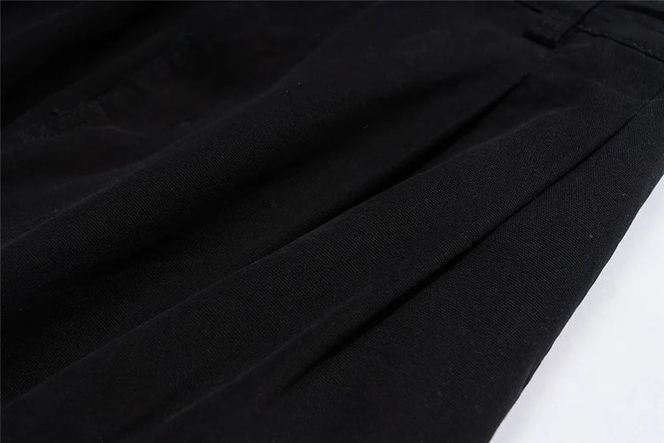 Multi-Pocket Cargo Pants Mens Safari Style Solid Color Pleated Loose Straight-leg Pants Elastic Waist Casual Trousers Men