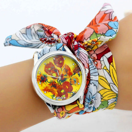 Shsby Nuovo orologio da polso in stoffa da donna Orologio da donna alla moda Orologio al quarzo argento di alta qualità Orologio da ragazza dolce Orologio in tessuto platinumshop