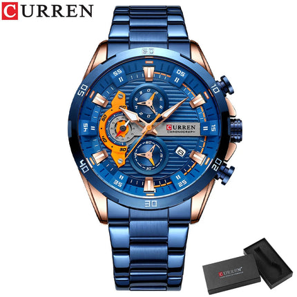 CURREN orologio da uomo orologi da uomo al quarzo sportivi di lusso delle migliori marche orologio da polso cronografo impermeabile in acciaio pieno da uomo Relogio Masculino platinumshop