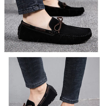 2025 Mocassino da uomo Grigio Marrone Nero Mocassini Scarpe da uomo in pelle Designer di lusso Marchio Moda Sneakers Appartamenti Slip on Leggero