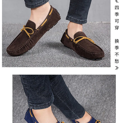 2025 Mocassino da uomo Grigio Marrone Nero Mocassini Scarpe da uomo in pelle Designer di lusso Marchio Moda Sneakers Appartamenti Slip on Leggero
