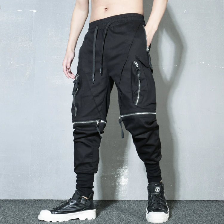 Detachable Black Cargo Pants Men Harajuku Hip Hop Streetwear Multi-Pocket Joggers Trousers Man Elastic Waist Techwear