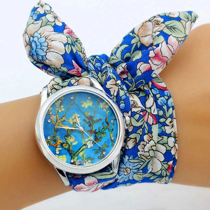 Shsby Nuovo orologio da polso in stoffa da donna Orologio da donna alla moda Orologio al quarzo argento di alta qualità Orologio da ragazza dolce Orologio in tessuto platinumshop