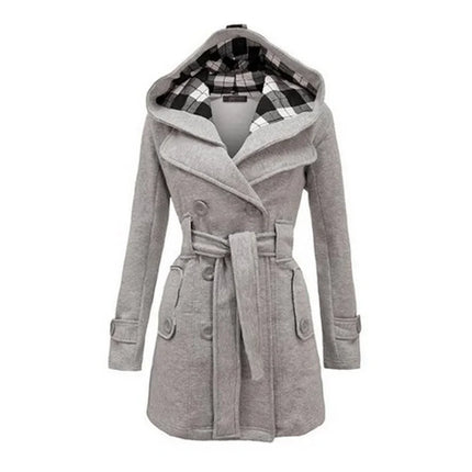 Fashion Woolen Coat Women Warm Fleece Jacket With Belts Double Breasted Solid Casual Jacket 2022 Winter Vintage Slim Ladies Coat