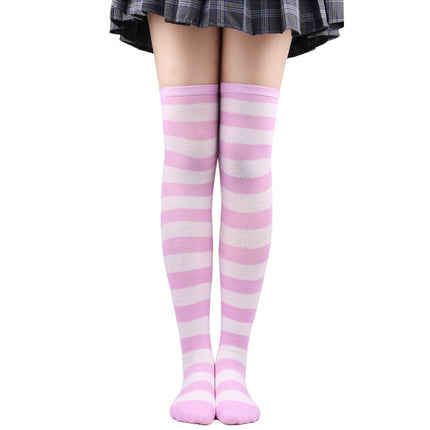 Calze autoreggenti a righe da donna Calze da donna nere bianche rosa lunghe sopra sopra il ginocchio femboy Cosplay Lolita Harajuku Y2k