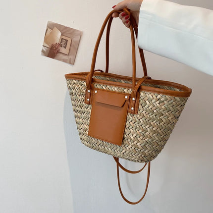 Borse estive in paglia da donna di alta qualità Borse a tracolla da donna alla moda Borsa da spiaggia tote femminile di grande capacità di design