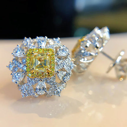 Vintage Topaz Moissanite Stud Earring 100% Real 925 sterling silver Jewelry Promise Engagement Wedding Earrings for Women Gift PlatiNum