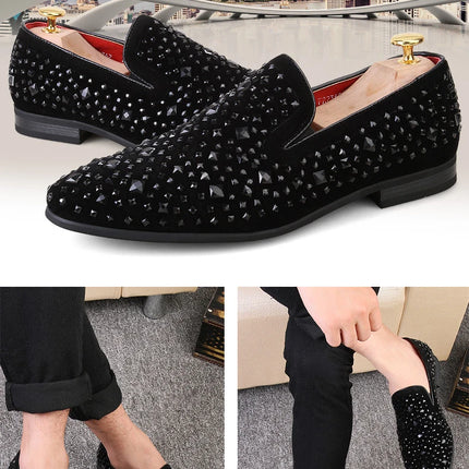 Scarpe formali da uomo strass scarpe eleganti da uomo Sepatu Slip On Pria mocassini da uomo scarpe da sposa Moda Italiana De Hombre Bona Zapatos