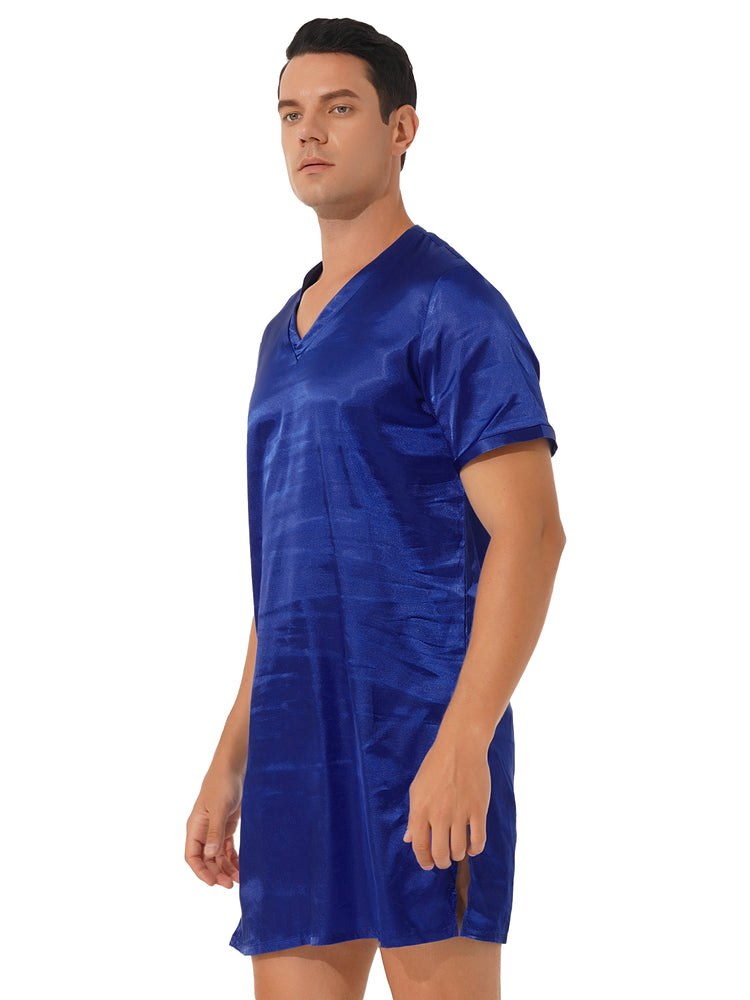 Donna uomo pigiama in raso di seta pigiameria maniche corte camicia da notte Kimono accappatoio abito da notte accappatoio camicia da notte estiva Homewear