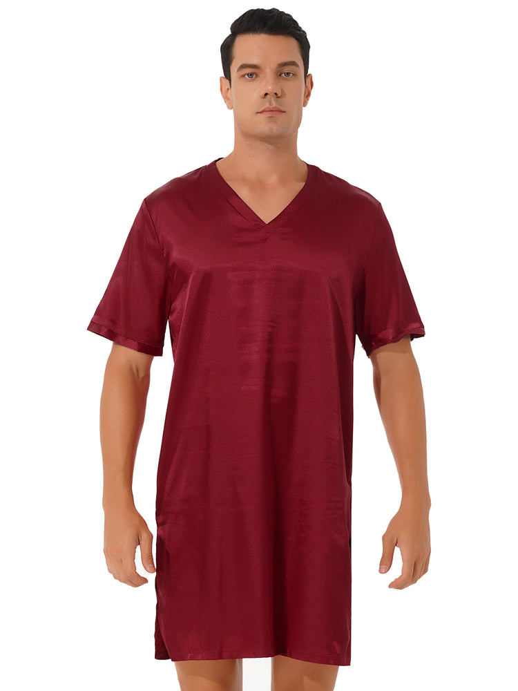 Donna uomo pigiama in raso di seta pigiameria maniche corte camicia da notte Kimono accappatoio abito da notte accappatoio camicia da notte estiva Homewear