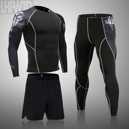 Men's Sports Suit MMA rashgard male Quick drying Sportswear Compression Clothing Fitness Training kit Thermal Underwear leggings PlatiNum