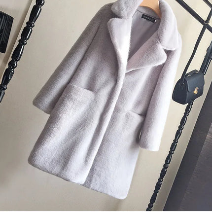Lmitation Mink Plush Fur Coat Female 2021 Winter Thick High End Rex Rabbit Hair Fur Coats Plus Size Warm Women Faux Fur Coats