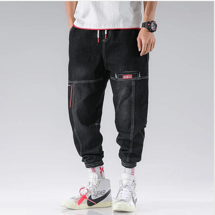 2025 New Streetwear Hip Hop Cargo Pants Men's Jeans Elastic Harun Joggers In Autumn and Spring Men ClothIng PlatiNum