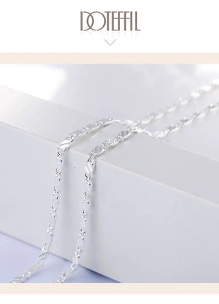 DOTEFFIL 925 Silver 16/18/20/22/24/26/28/30 Inch 2mm Charm Chain Necklace For Women Man Fashion Wedding Party Jewelry PlatiNum
