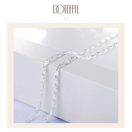 DOTEFFIL 925 Silver 16/18/20/22/24/26/28/30 Inch 2mm Charm Chain Necklace For Women Man Fashion Wedding Party Jewelry PlatiNum