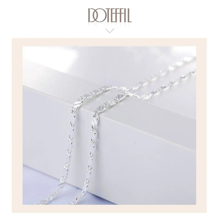DOTEFFIL 925 Silver 16/18/20/22/24/26/28/30 Inch 2mm Charm Chain Necklace For Women Man Fashion Wedding Party Jewelry PlatiNum
