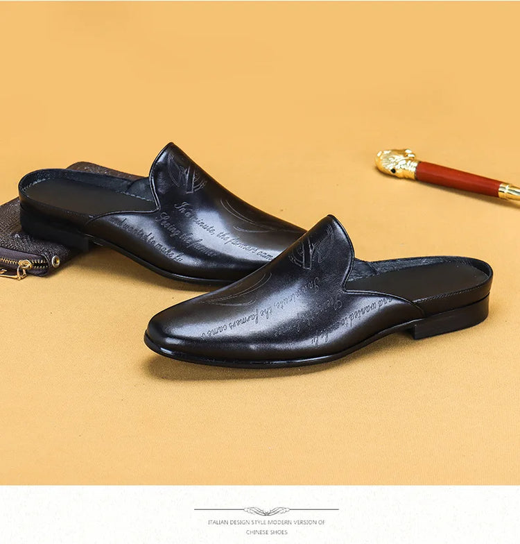 Pantofole da uomo di lusso italiane Mocassini in vera pelle Mocassini da uomo Casual Scarpe da uomo antiscivolo Moda estiva Mezze scarpe da uomo