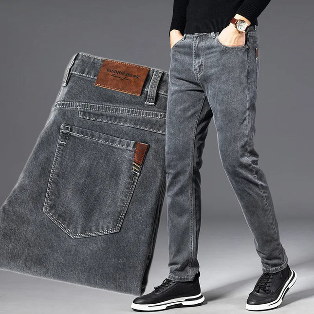 ICPANS Autumn Summer Denim Jeans Men Straight Stretch Regular Jeans for Man Black Classic Vintage Mens Pant Big Size 29-38 40 PlatiNum