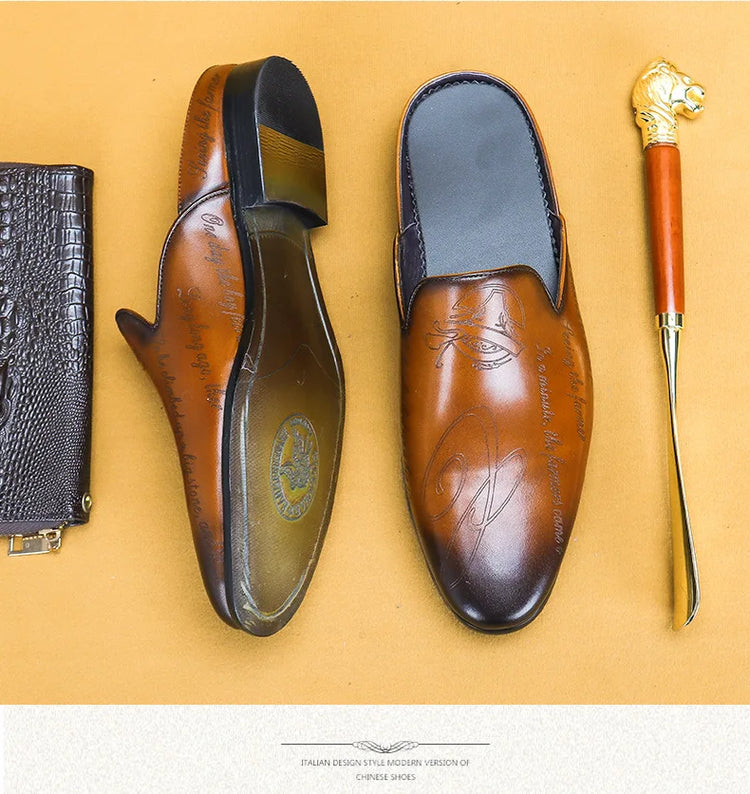 Pantofole da uomo di lusso italiane Mocassini in vera pelle Mocassini da uomo Casual Scarpe da uomo antiscivolo Moda estiva Mezze scarpe da uomo