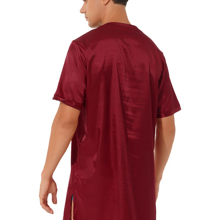 Donna uomo pigiama in raso di seta pigiameria maniche corte camicia da notte Kimono accappatoio abito da notte accappatoio camicia da notte estiva Homewear