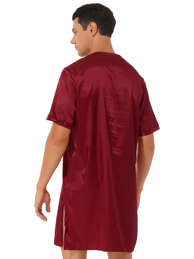 Donna uomo pigiama in raso di seta pigiameria maniche corte camicia da notte Kimono accappatoio abito da notte accappatoio camicia da notte estiva Homewear