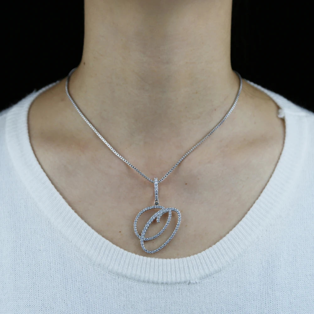 Collana con ciondolo con 26 lettere iniziali in corsivo Micro Pave 5A Cubic Zirconia CZ Gioielli con nome dell'alfabeto