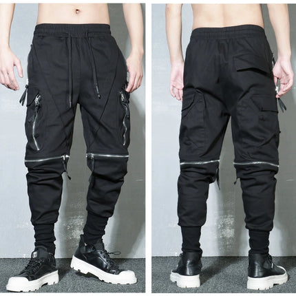 Detachable Black Cargo Pants Men Harajuku Hip Hop Streetwear Multi-Pocket Joggers Trousers Man Elastic Waist Techwear
