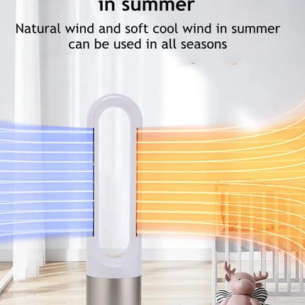 Ventilatore a torre elettrico senza lama con riscaldatore per condizionatore d'aria in piedi con raffreddamento ad aria fredda e calda con telecomando timer