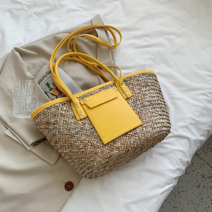 Borse estive in paglia da donna di alta qualità Borse a tracolla da donna alla moda Borsa da spiaggia tote femminile di grande capacità di design