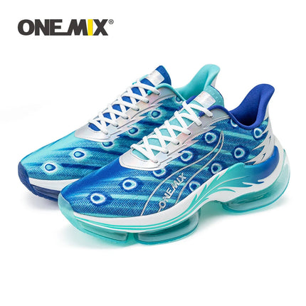 Scarpe da corsa da uomo ONEMIX rimbalzo ammortizzante scarpe sportive da corsa all'aperto traspiranti scarpe da ginnastica da uomo con aumento dell'altezza 6-7cm PlatiNum