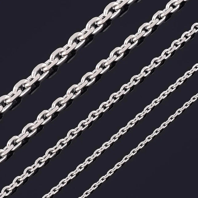 1.6/2/2.4/3/4/5mm WIde Men and Women Link Chain Rolo Fashion Tone Stainless Steel Oval Necklace High Quality Choker Jewelry Gift PlatiNum