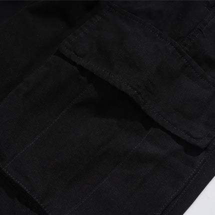Multi-Pocket Cargo Pants Mens Safari Style Solid Color Pleated Loose Straight-leg Pants Elastic Waist Casual Trousers Men