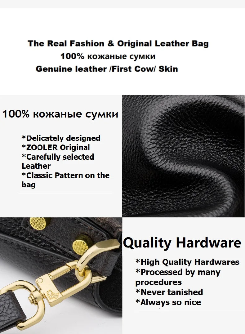 ZOOLER Full Genuine Leather Shoulder Bags Tote Bags Luxury Women Trendy Handbag Totally Skin Fashion Top Handle Purses #WG385