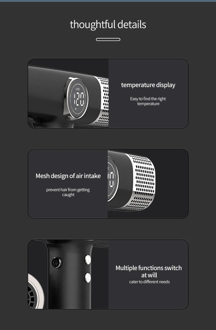 5 In 1 Fast Drying 1800W Low Noise Negative Ionic High-Speed 110000RPM Brushless Motor HairDryer Set with Magnetic Nozzle