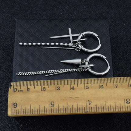 KPOP Orecchini coreani in acciaio inossidabile Donna Uomo Luna Piuma Catena Croce Orecchini punk geometrici Gioielli Hip Hop Unisex platinumshop