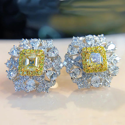 Vintage Topaz Moissanite Stud Earring 100% Real 925 sterling silver Jewelry Promise Engagement Wedding Earrings for Women Gift PlatiNum