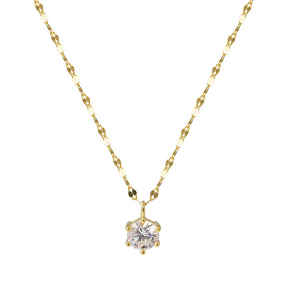 ANENJERY Collana con zirconi singoli color argento per donna Gioielli per feste di nozze con catena a clavicola con zirconi a sei artigli