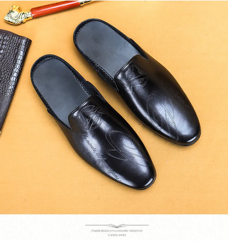 Pantofole da uomo di lusso italiane Mocassini in vera pelle Mocassini da uomo Casual Scarpe da uomo antiscivolo Moda estiva Mezze scarpe da uomo