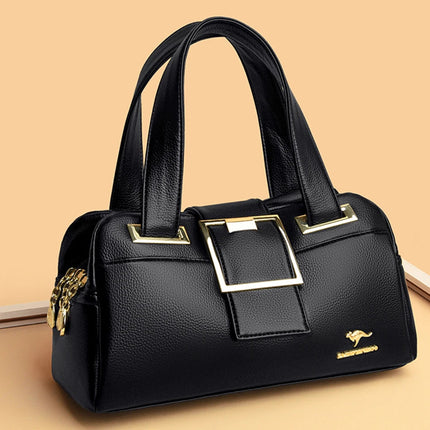 Women Multi-layers Top-handle Bag Quality Leather Handbags Purses Female Luxury Designer Large Capacity Boston Ladies Sac A Main PlatiNum