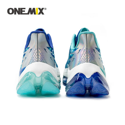 Scarpe da corsa da uomo ONEMIX rimbalzo ammortizzante scarpe sportive da corsa all'aperto traspiranti scarpe da ginnastica da uomo con aumento dell'altezza 6-7cm PlatiNum