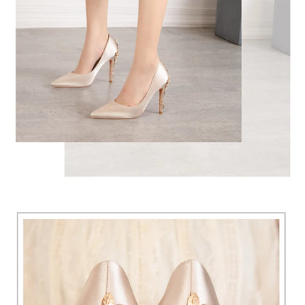 Moda mujer tacones altos bajos de aguja boda/fiesta zapatos de salón de señora primavera/otoño calzado femenino clásico calzado de mujer