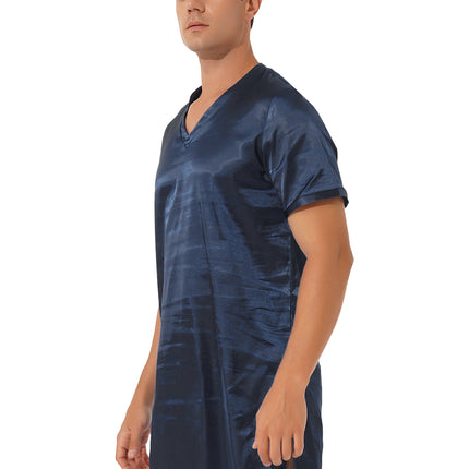 Donna uomo pigiama in raso di seta pigiameria maniche corte camicia da notte Kimono accappatoio abito da notte accappatoio camicia da notte estiva Homewear