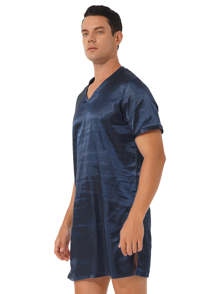 Donna uomo pigiama in raso di seta pigiameria maniche corte camicia da notte Kimono accappatoio abito da notte accappatoio camicia da notte estiva Homewear