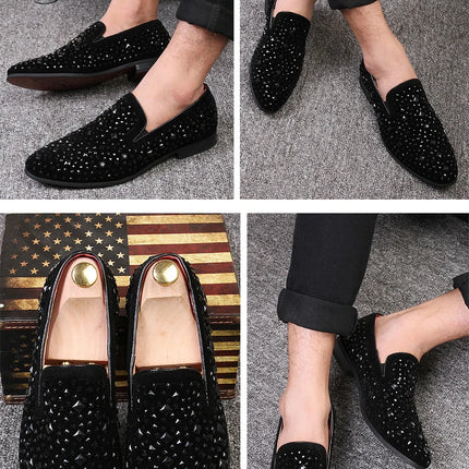 Scarpe formali da uomo strass scarpe eleganti da uomo Sepatu Slip On Pria mocassini da uomo scarpe da sposa Moda Italiana De Hombre Bona Zapatos